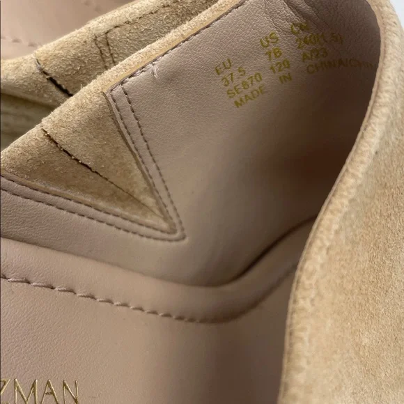 Stuart Weitzman Tan Suede-Like Espadrille Wedge Slip-On Sandals Size 7 - Picture 10 of 15